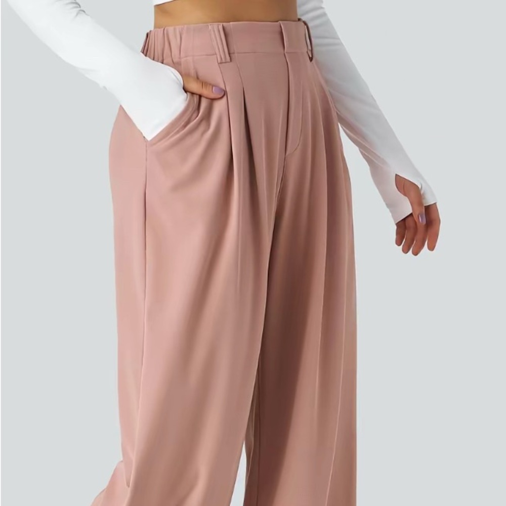Halara waffle pleated trousers large petite